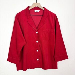Sleepy Jones Red Pincord Cotton Pajama Shirt Top Size Large